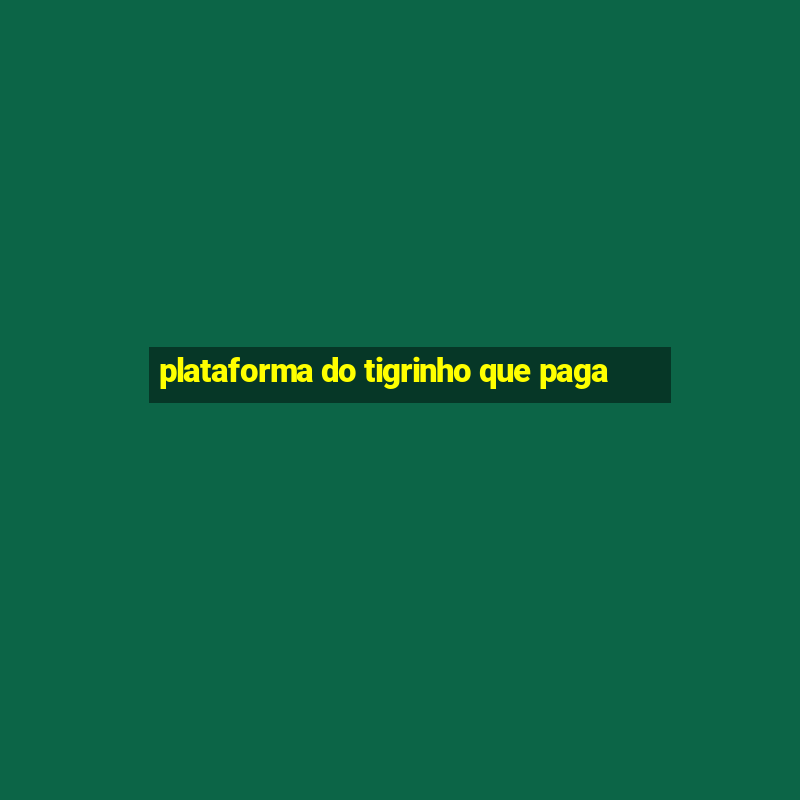 plataforma do tigrinho que paga